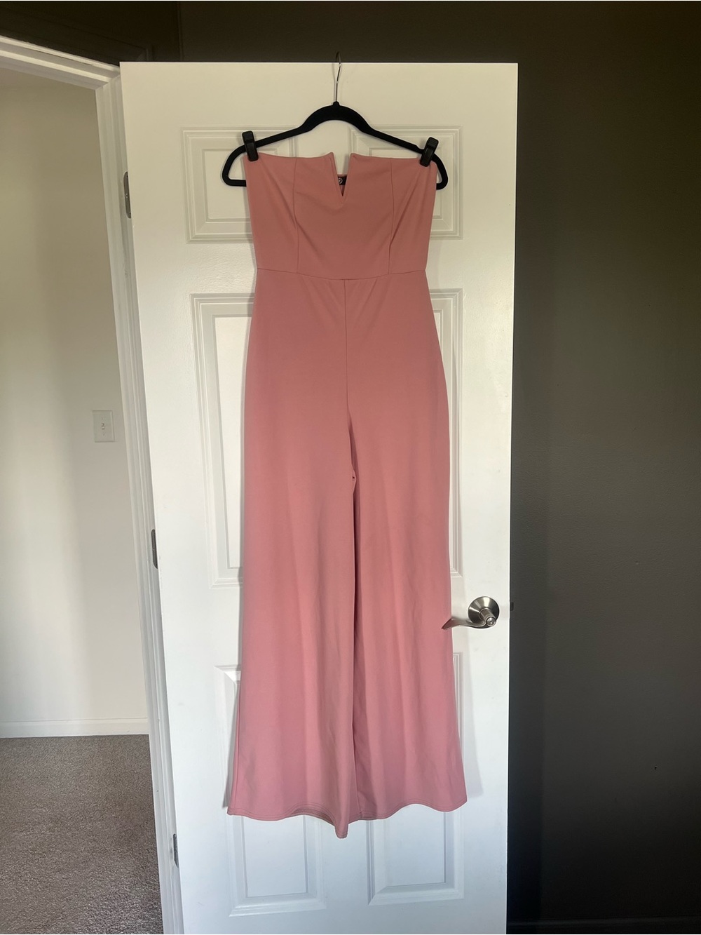 Missguided Dusty Pink Strapless Jumpsuit